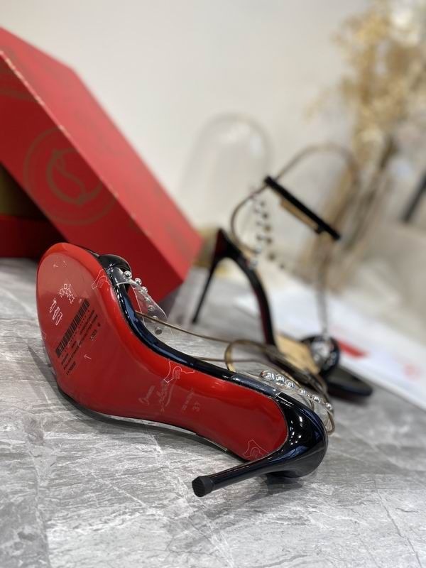 Christian Louboutin Corinetta Sandales 100mm Cuir Verni Specchio PVC Noir – Image 4
