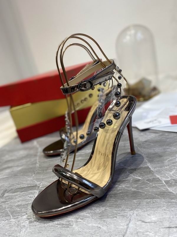 Christian Louboutin Corinetta Sandales 100mm Cuir Verni Specchio PVC Gunmetal – Image 2