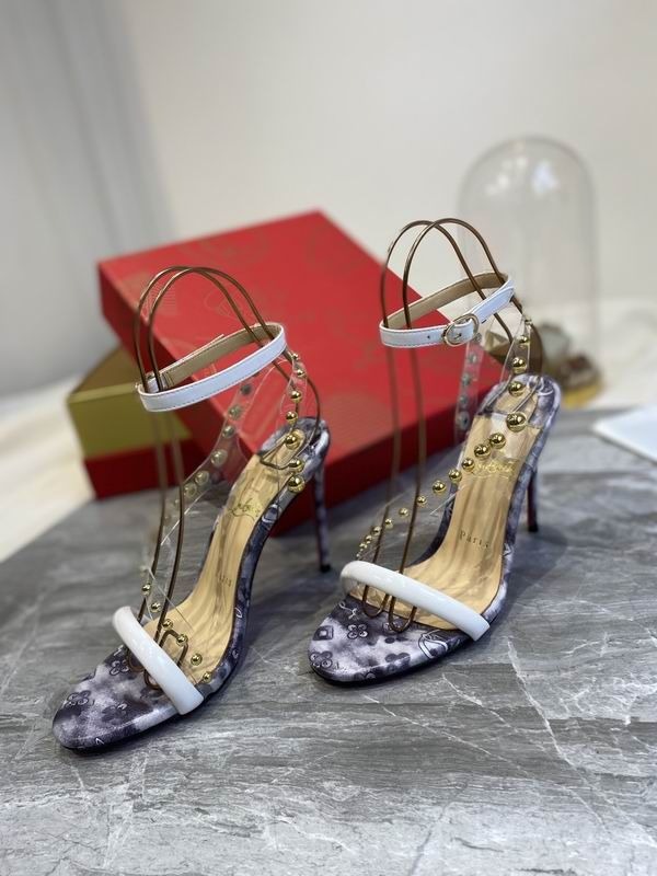 Christian Louboutin Corinetta Sandales 100mm Cuir Verni Specchio PVC Multicolore