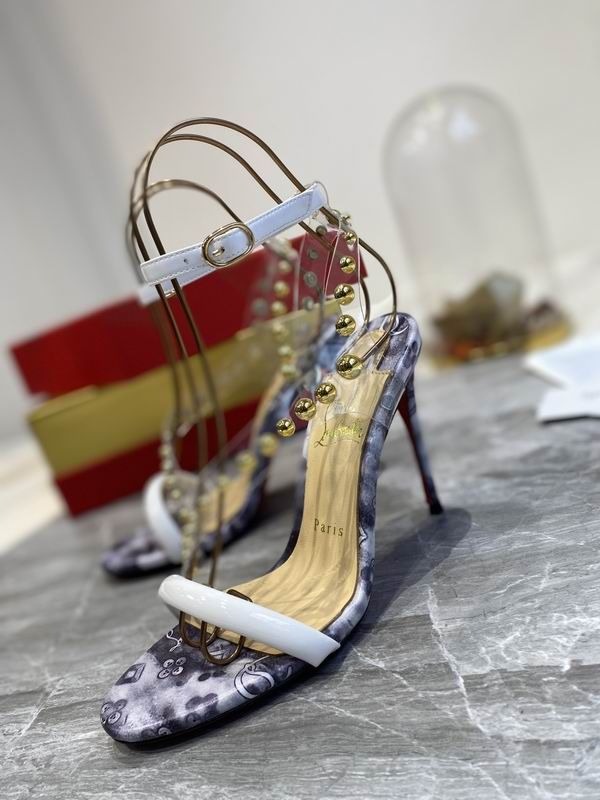 Christian Louboutin Corinetta Sandales 100mm Cuir Verni Specchio PVC Multicolore – Image 2