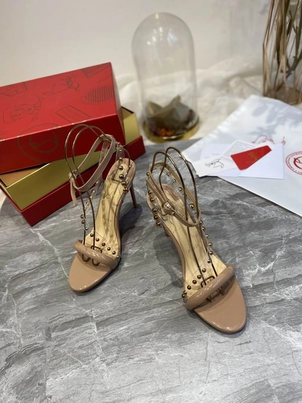 Christian Louboutin Corinetta Sandales 100mm Cuir Verni Specchio PVC Nude