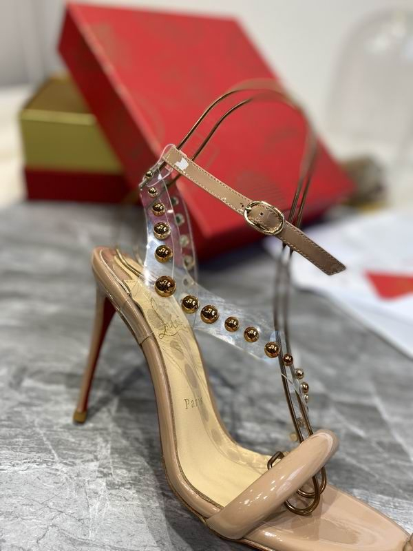Christian Louboutin Corinetta Sandales 100mm Cuir Verni Specchio PVC Nude – Image 3