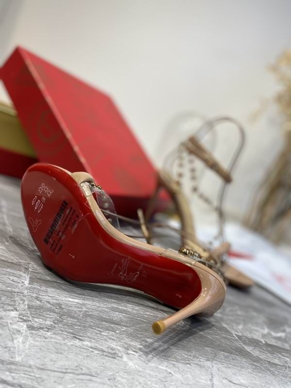 Christian Louboutin Corinetta Sandales 100mm Cuir Verni Specchio PVC Nude – Image 4