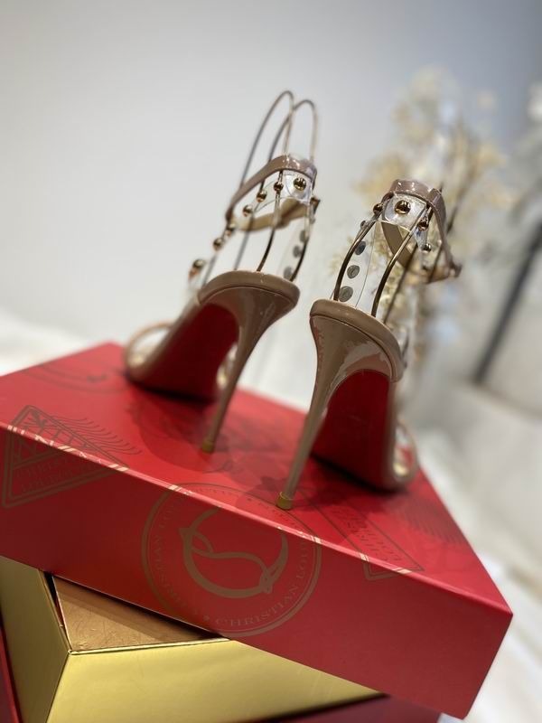 Christian Louboutin Corinetta Sandales 100mm Cuir Verni Specchio PVC Nude – Image 5