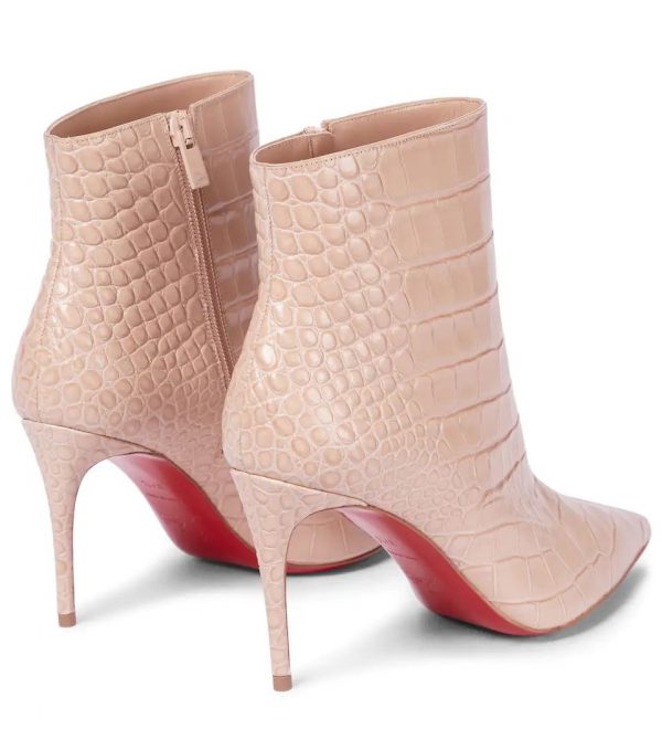 Christian Louboutin Bottines en Cuir à Effet Croco Rose – Image 2