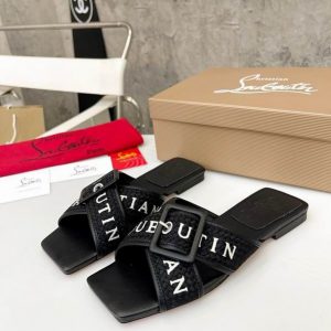 Christian Louboutin Crossimule Sandales Cuir Tout Noir
