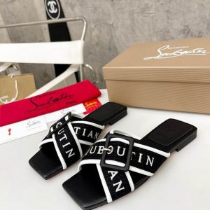 Christian Louboutin Crossimule Sandales Cuir Noir