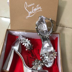 Christian Louboutin Daisy Spikes Alta Escarpins 130mm Cuir Métallique Argent