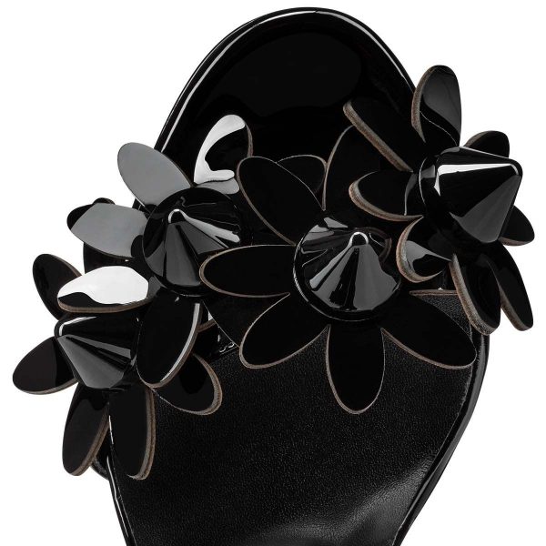 Christian Louboutin Daisy Spikes Alta Escarpins 130mm Veau Verni Noir – Image 2