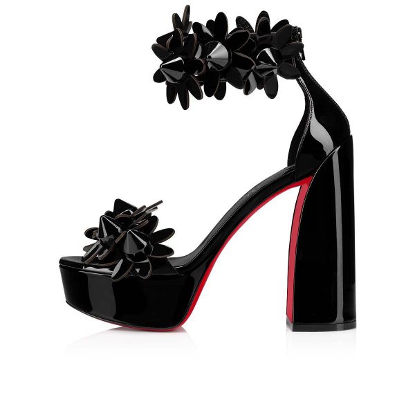 Christian Louboutin Daisy Spikes Alta Escarpins 130mm Veau Verni Noir – Image 3