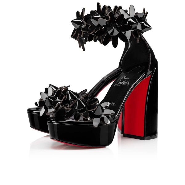 Christian Louboutin Daisy Spikes Alta Escarpins 130mm Veau Verni Noir