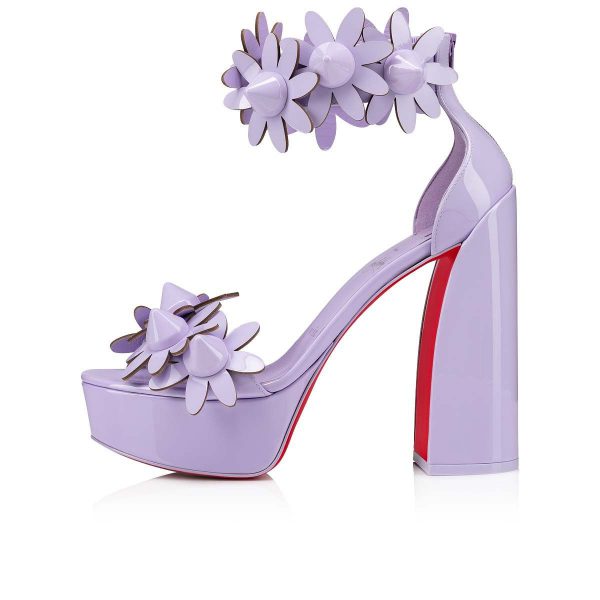 Christian Louboutin Daisy Spikes Alta Escarpins 130mm Veau Verni Lilac Smoke – Image 5