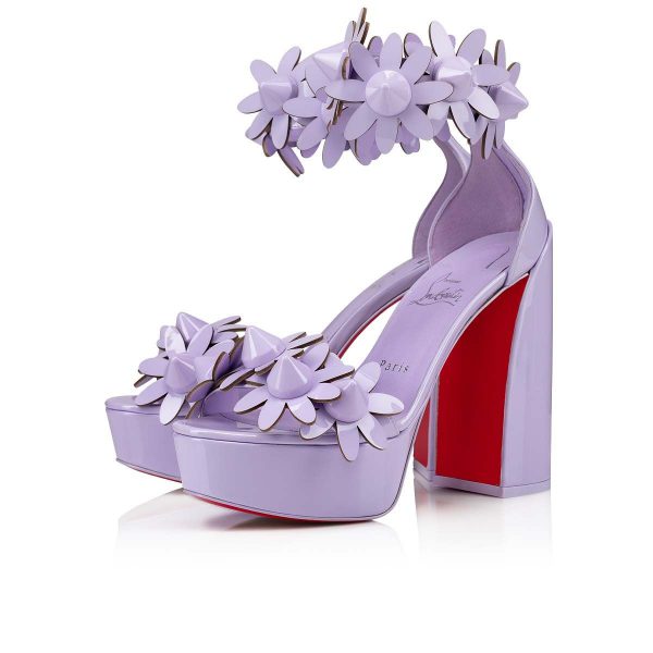 Christian Louboutin Daisy Spikes Alta Escarpins 130mm Veau Verni Lilac Smoke