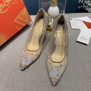 Christian Louboutin Degrastrass escarpins 100 mm ornés de cristaux et de clous en résille argentée