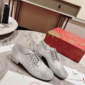 Christian Louboutin Degraginzbar Derbies 30mm en Maille Cristal Argent