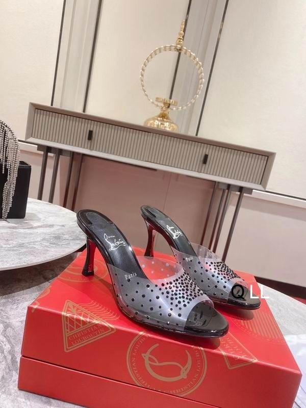 Christian Louboutin Degramule Mules Ornés 80 mm PVC et Cuir Noir