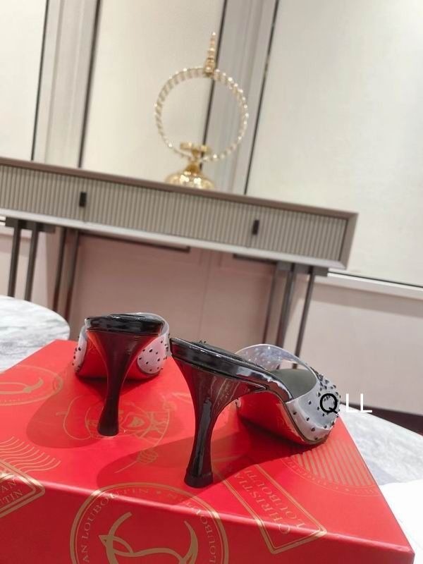 Christian Louboutin Degramule Mules Ornés 80 mm PVC et Cuir Noir – Image 2