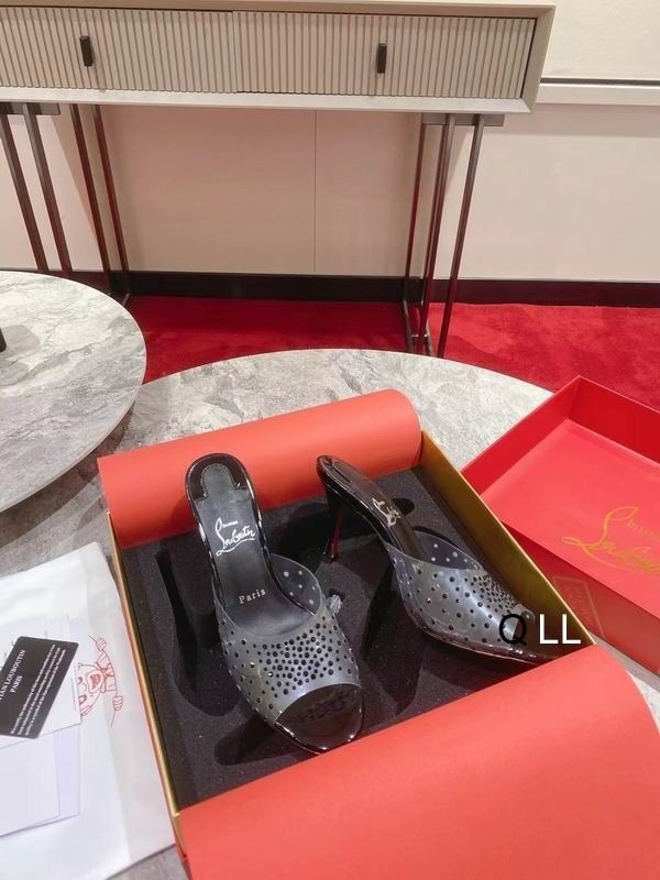 Christian Louboutin Degramule Mules Ornés 80 mm PVC et Cuir Noir – Image 3