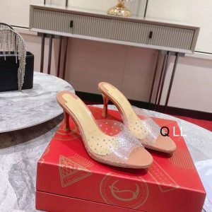 Christian Louboutin Degramule Mules Ornés 80 mm PVC et Cuir Nude