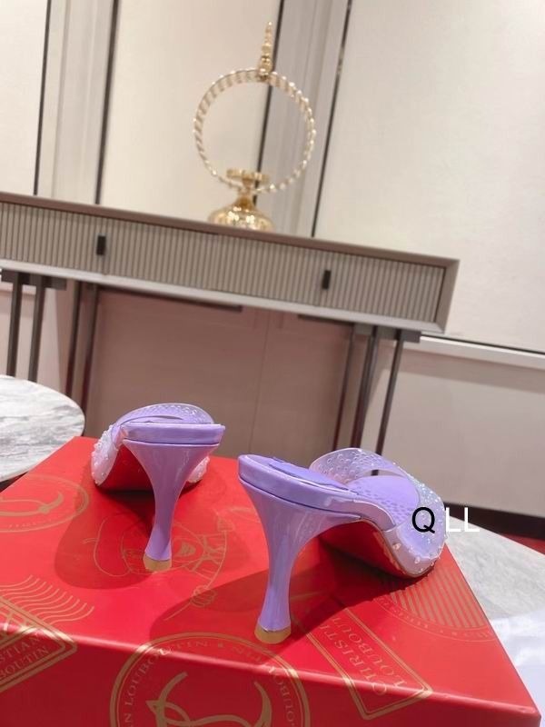 Christian Louboutin Degramule Mules Ornés 80 mm PVC et Cuir Violet – Image 2