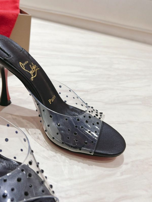 Christian Louboutin Mules Degramule Strass 85 mm en cuir noir – Image 2
