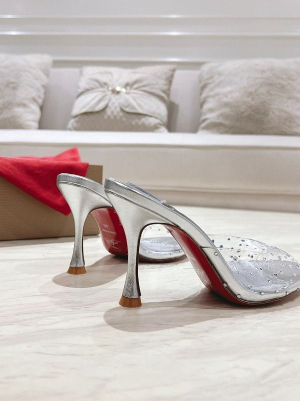 Christian Louboutin Mules Degramule Strass 85 mm en cuir argent – Image 2