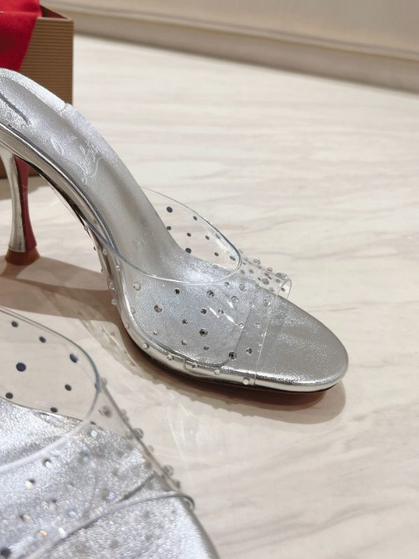 Christian Louboutin Mules Degramule Strass 85 mm en cuir argent – Image 3