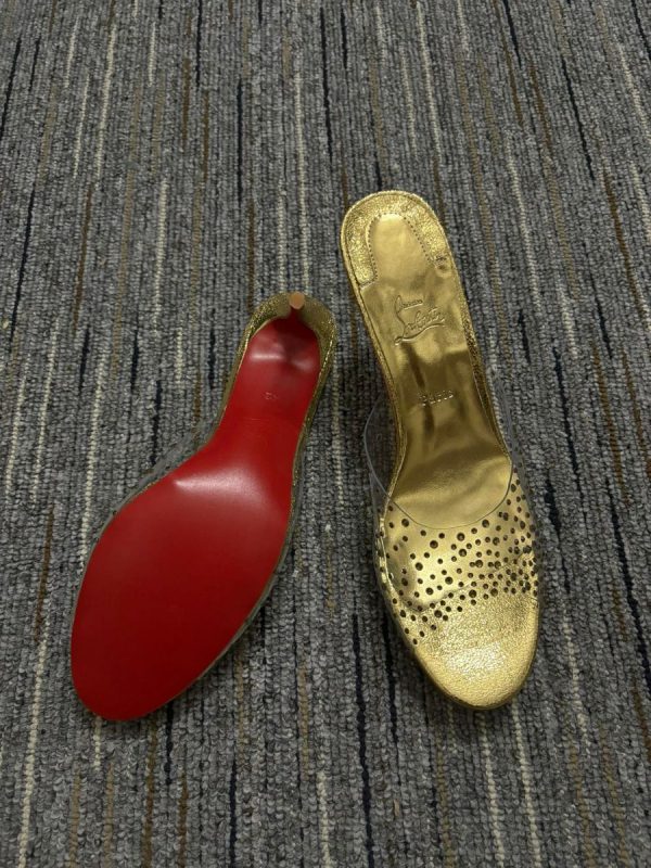 Christian Louboutin Mules Degramule Strass 85 mm or métallique – Image 2