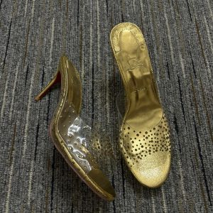 Christian Louboutin Mules Degramule Strass 85 mm or métallique