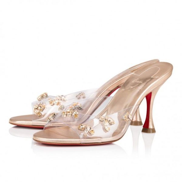 Christian Louboutin Degraqueen 85 mm Mules PVC et Cuir Nappa Irisé Pêche Clair