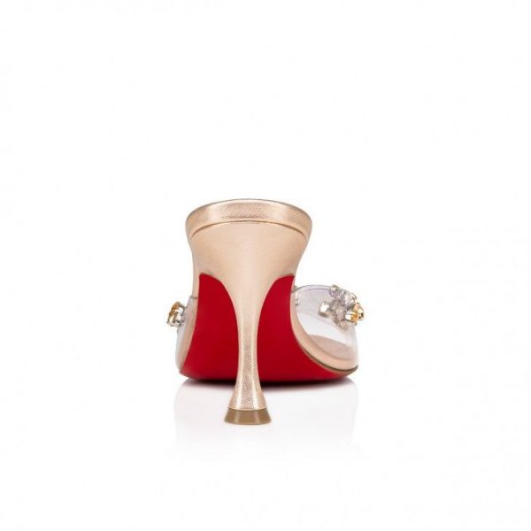 Christian Louboutin Degraqueen 85 mm Mules PVC et Cuir Nappa Irisé Pêche Clair – Image 3