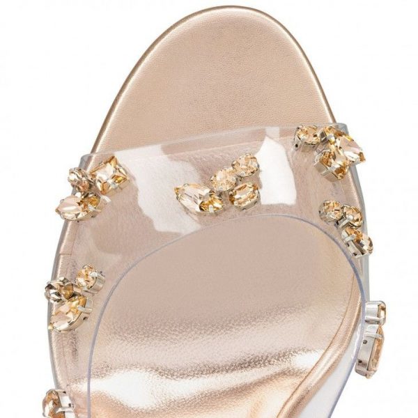 Christian Louboutin Degraqueen 85 mm Mules PVC et Cuir Nappa Irisé Pêche Clair – Image 4