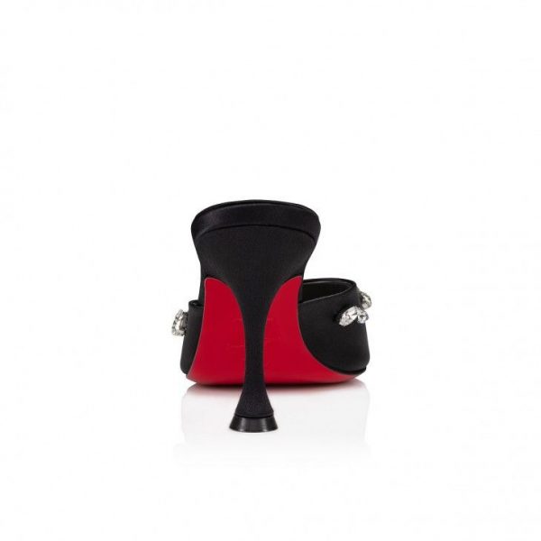 Christian Louboutin Degraqueen 85 Mm Mules Sandales Crêpe Satin Noir – Image 3