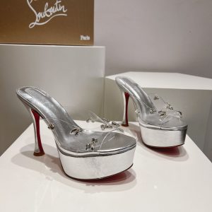 Christian Louboutin Degraqueen Alta sandales à plateforme 130 mm cuir PVC argent