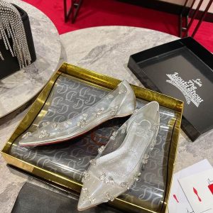 Christian Louboutin Ballerines Degraqueen en PVC et cuir nappa iridescent argent