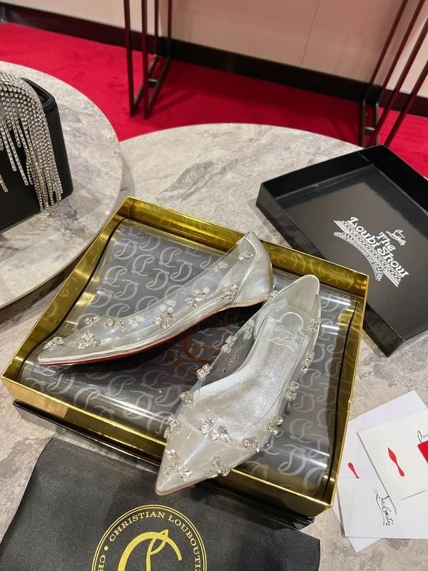 Christian Louboutin Ballerines Degraqueen en PVC et cuir nappa iridescent argent