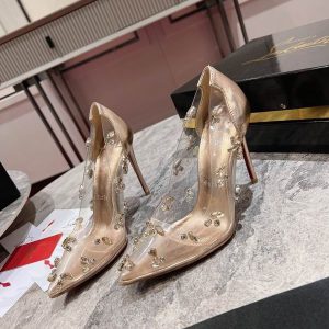 Christian Louboutin Degraqueen escarpins 100 mm en PVC et cuir nappa pêche clair