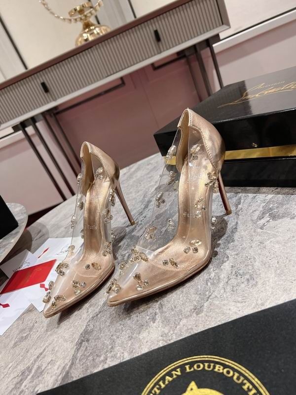 Christian Louboutin Degraqueen escarpins 100 mm en PVC et cuir nappa pêche clair