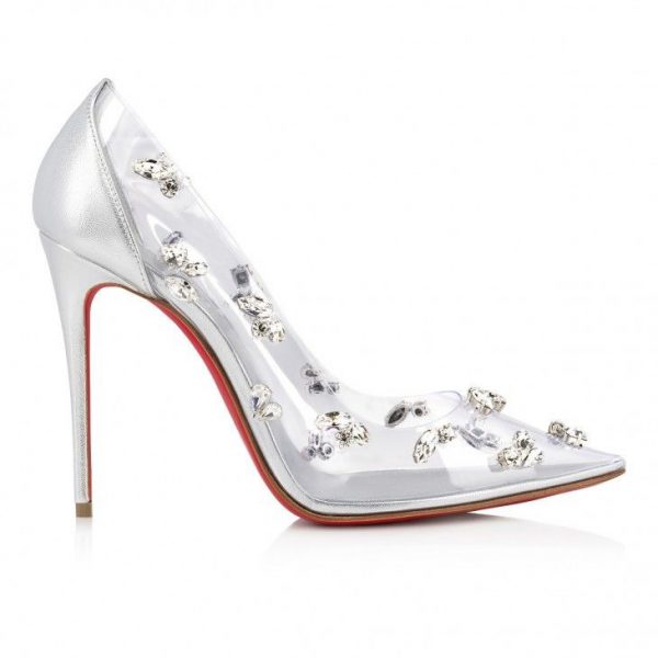 Christian Louboutin Degraqueen escarpins 100 mm en PVC et cuir nappa argenté – Image 2