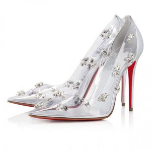 Christian Louboutin Degraqueen escarpins 100 mm en PVC et cuir nappa argenté