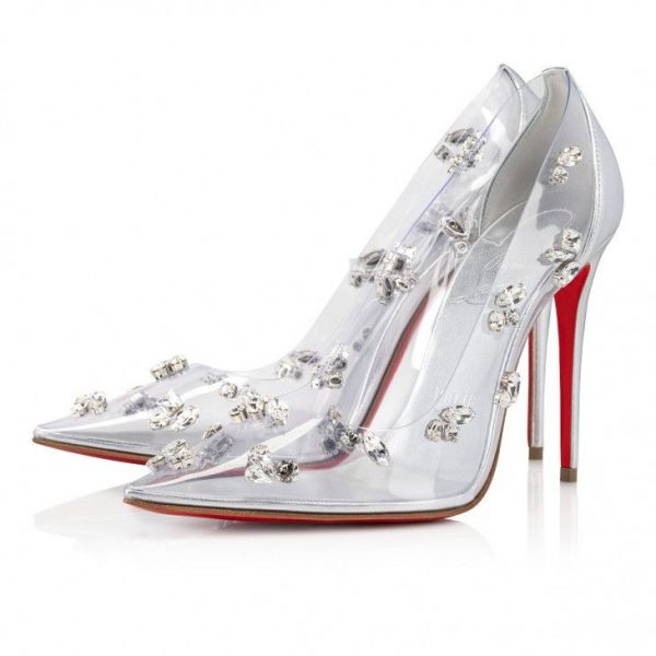 Christian Louboutin Degraqueen escarpins 100 mm en PVC et cuir nappa argenté
