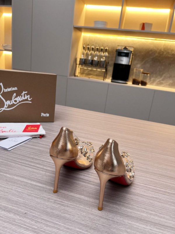 Christian Louboutin Degraqueen Escarpins 85mm PVC Nappa Pêche Clair – Image 4