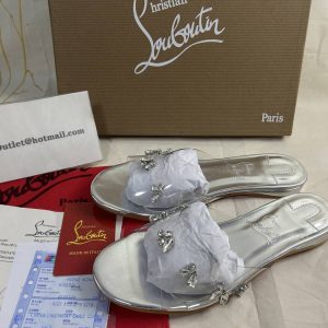 Christian Louboutin Degraqueen Slide Mules PVC et Cuir Nappa Irisé Argent