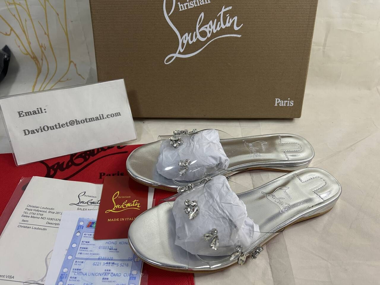 Christian Louboutin Degraqueen Slide Mules PVC et Cuir Nappa Irisé Argent