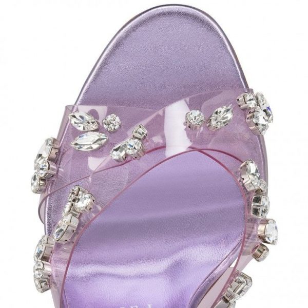 Sandales Christian Louboutin Degrasandal Queen 100 mm en PVC, cuir nappa irisé parme – Image 4
