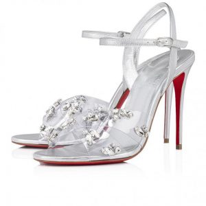 Sandales Christian Louboutin Degrasandal Queen 100 mm en PVC, cuir nappa irisé argenté