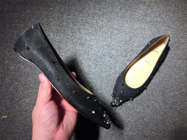 Christian Louboutin Degraspike Ballerines en Tissu Noir – Image 3