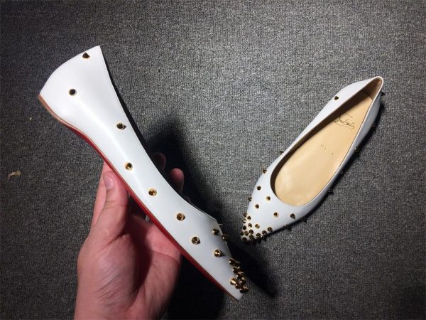 Christian Louboutin Degraspike Ballerines en Cuir Nappa Blanc – Image 3