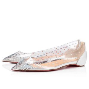 Christian Louboutin Ballerines plates Degrastrass Version Bianco PVC