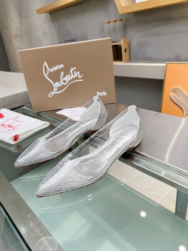 Christian Louboutin Degrastrass Ballerines en PVC Argent et Strass Argent – Image 3